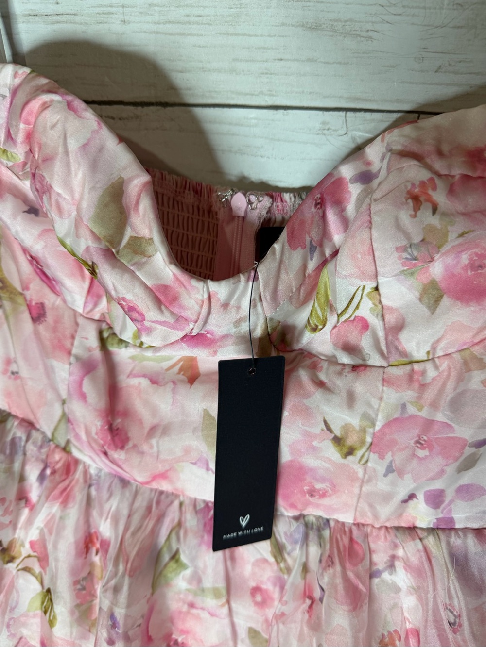 Lulus Pristine Cutie Light Pink Floral Organza Bustier Midi Dress Medium - Picture 4 of 7